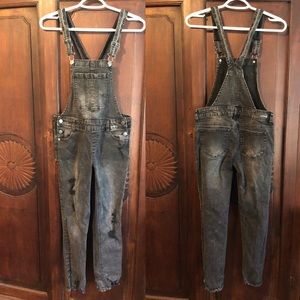 Justice black distressed overalls size 14